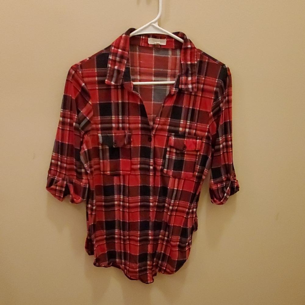 Plaid half-sleeve Button Down